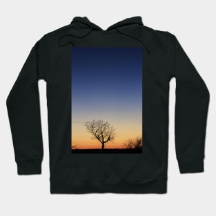 Kansas Sunset at Twilight with a Tree silhouette Hoodie